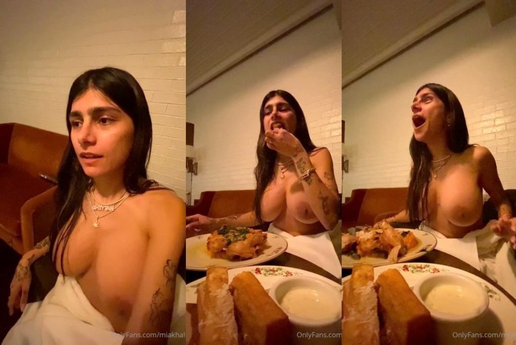 Mia Khalifa Making Hotel Dinner Topless Onlyfans Video Leaked